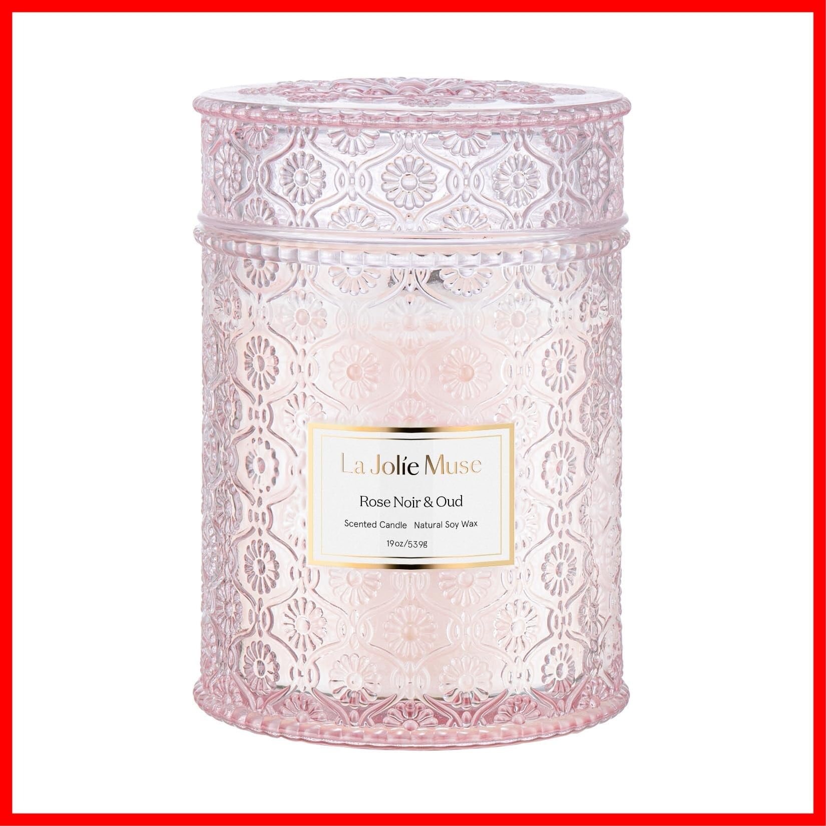 LA JOLIE MUSE アロマキャンドル ローズの香り 木の芯 ガラスの瓶 539g