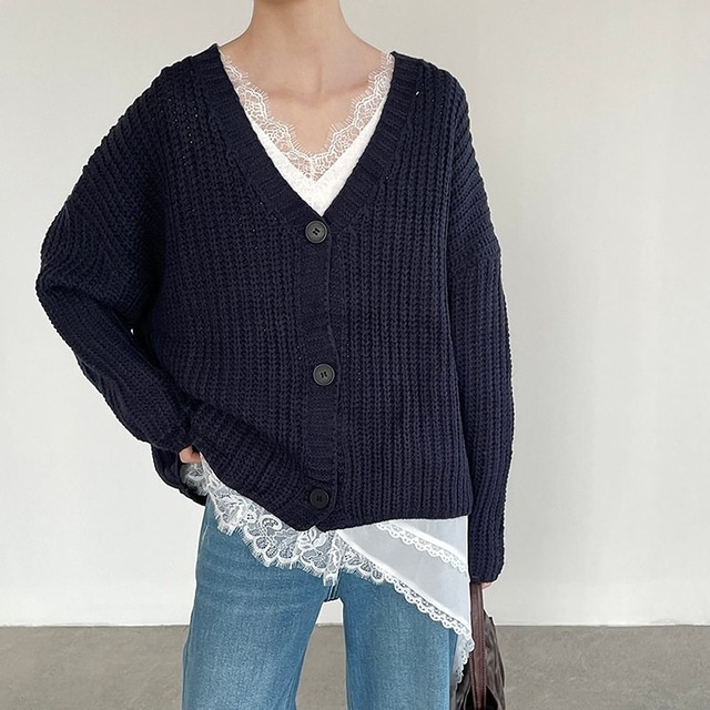 v neck cardigan　j-0371
