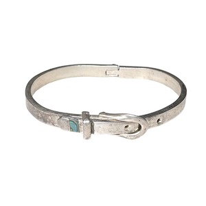 vintage Mexican silver belt bangle set with shell