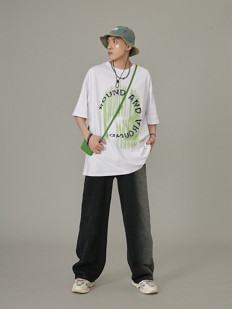 【トップス】夏のデザインのシンプルなレタープリントルーズ半袖Tシャツ 2205041038J