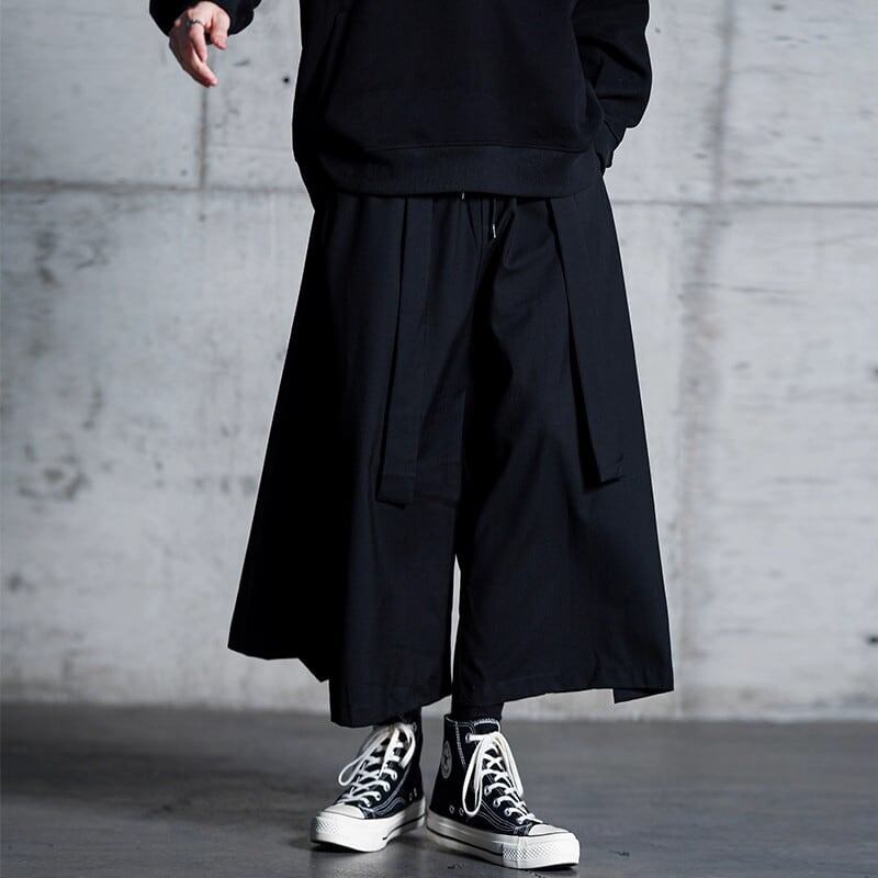 Waist Ribbon Ankle Length Wide Pants【TR3294】