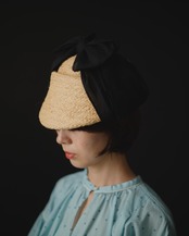 【Joëlle】Raffia ribbon cap/アシンメトリーラフィアキャップ