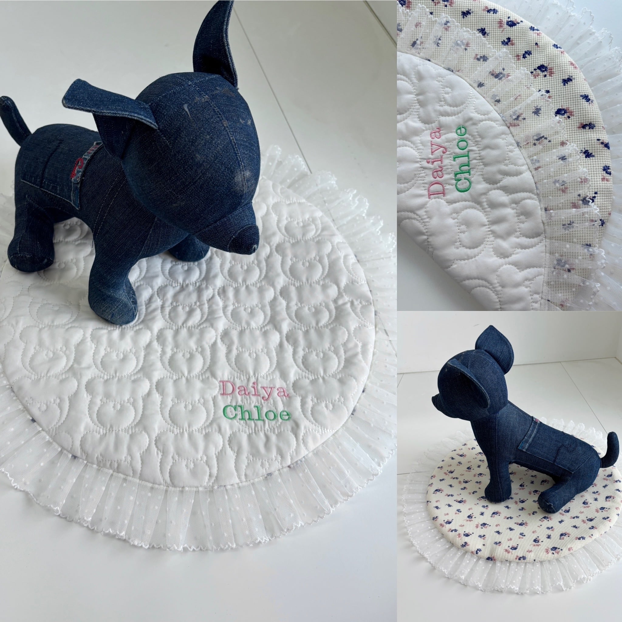 カフェマット♡ロングサイズ♡ハンドメイド♡リバーシブル♡専用 お名前刺繍リバーシブルカフェマット | JuetraLis