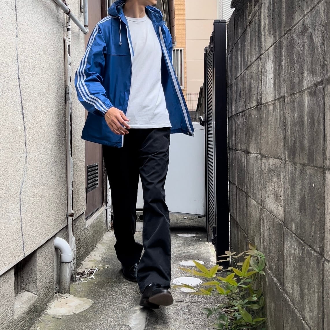 70s “adidas” blue nylon hoodie jacket aileeジッパー VENTEX社 70s “adidas” blue nylon hoodie jacket aileeジッパー VENTEX社