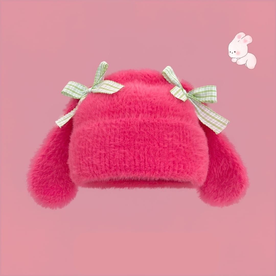 うさぎリボンのスノーニット帽 ♥LA196