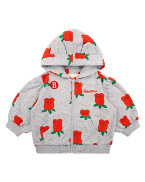 [BEBE DE PINO] All over rose baby puff sleeve hooded zip up jacket 正規品 韓国ブランド 韓国ファッション 韓国代行 韓国通販 ベベドピノ bebedepino 日本 店舗 韓国 子供服