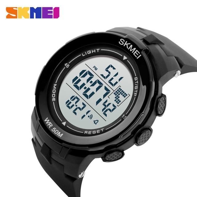 Skmei屋外ランニングスポーツ腕時計男性ledデジタル腕時計クロノグラフ週表示50メートル防水時計1127