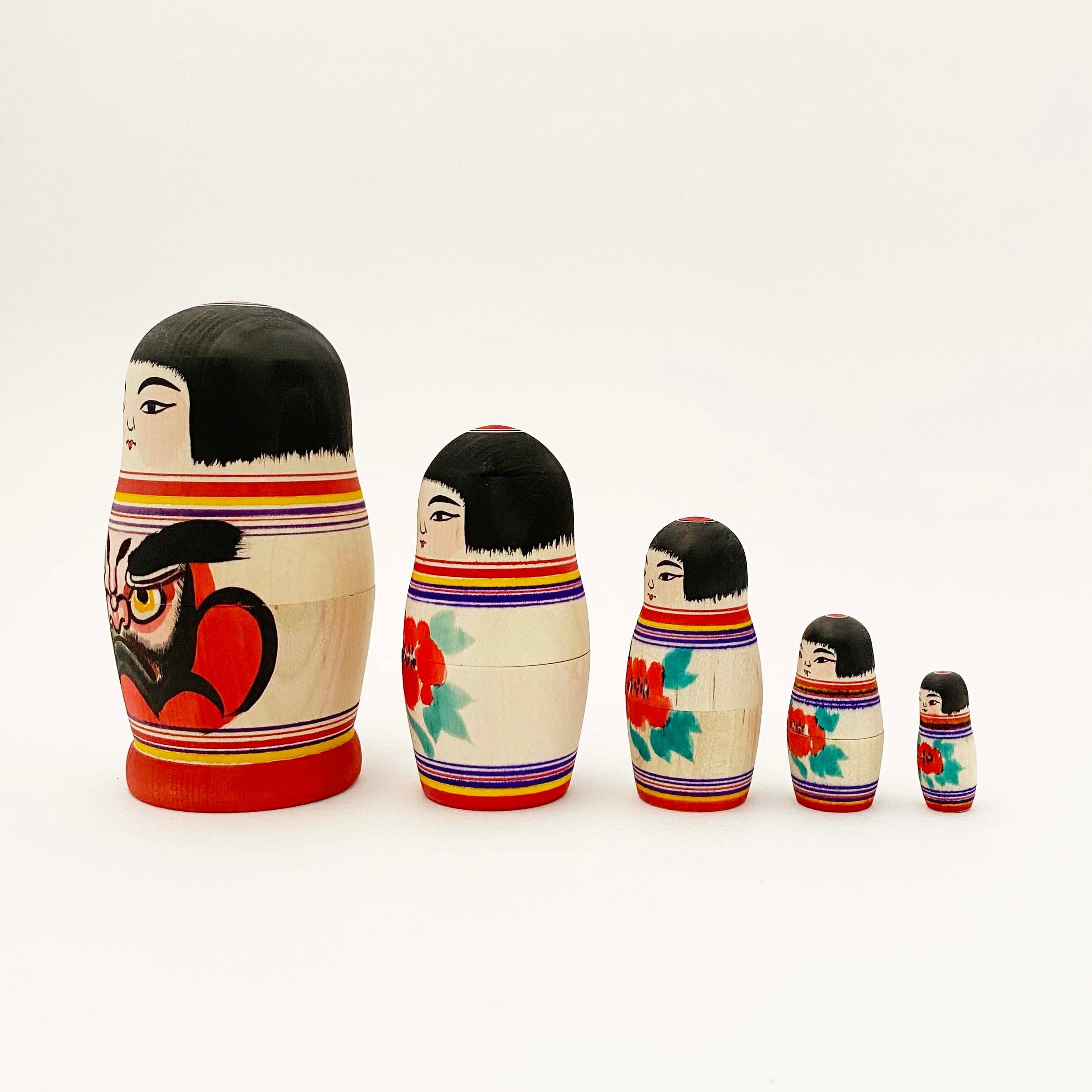 こけしのマトリョーシカ「伝統コケーシカ」（津軽系 阿保六知秀工人 / 5個組）幸兵衛型