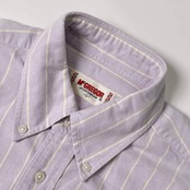 90s McGREGOR SPORTSWEAR マクレガー ストライプ BD ボタンダウン オックスフォード 長袖シャツ L/パープル×アイボリー メンズ ビンテージ