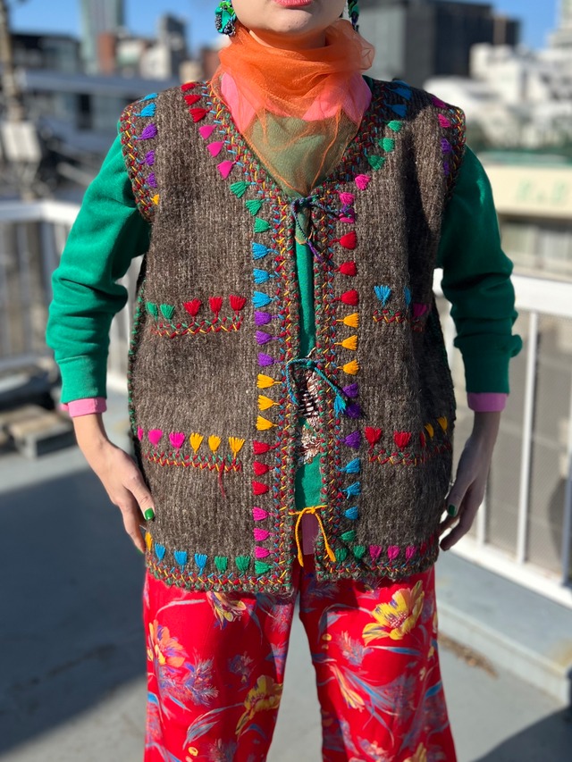 Vintage Guatemala wool embroidery vest (ヴィンテージ グアテマラ ウール 刺繍  ベスト )