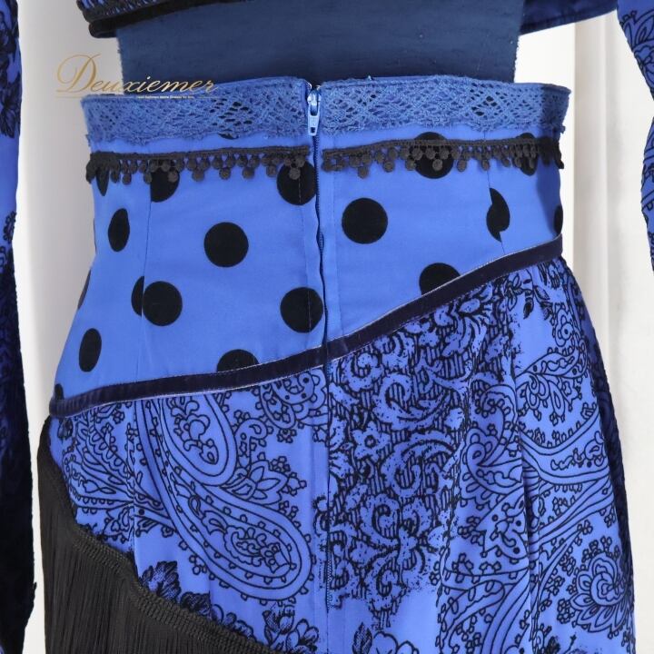 フラメンコ衣装　ソニアジョーンズハイウェストファルダ➕ドットブラウス上下セット フラメンコ衣装 ソニアジョーンズハイウェストファルダ➕ドット