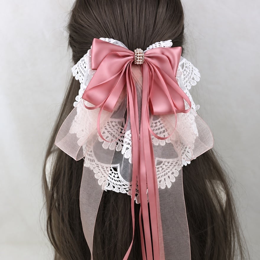 【初回限定】花霞の後ろ姿 レース重ねロングリボン甘ロリヘアアクセサリー