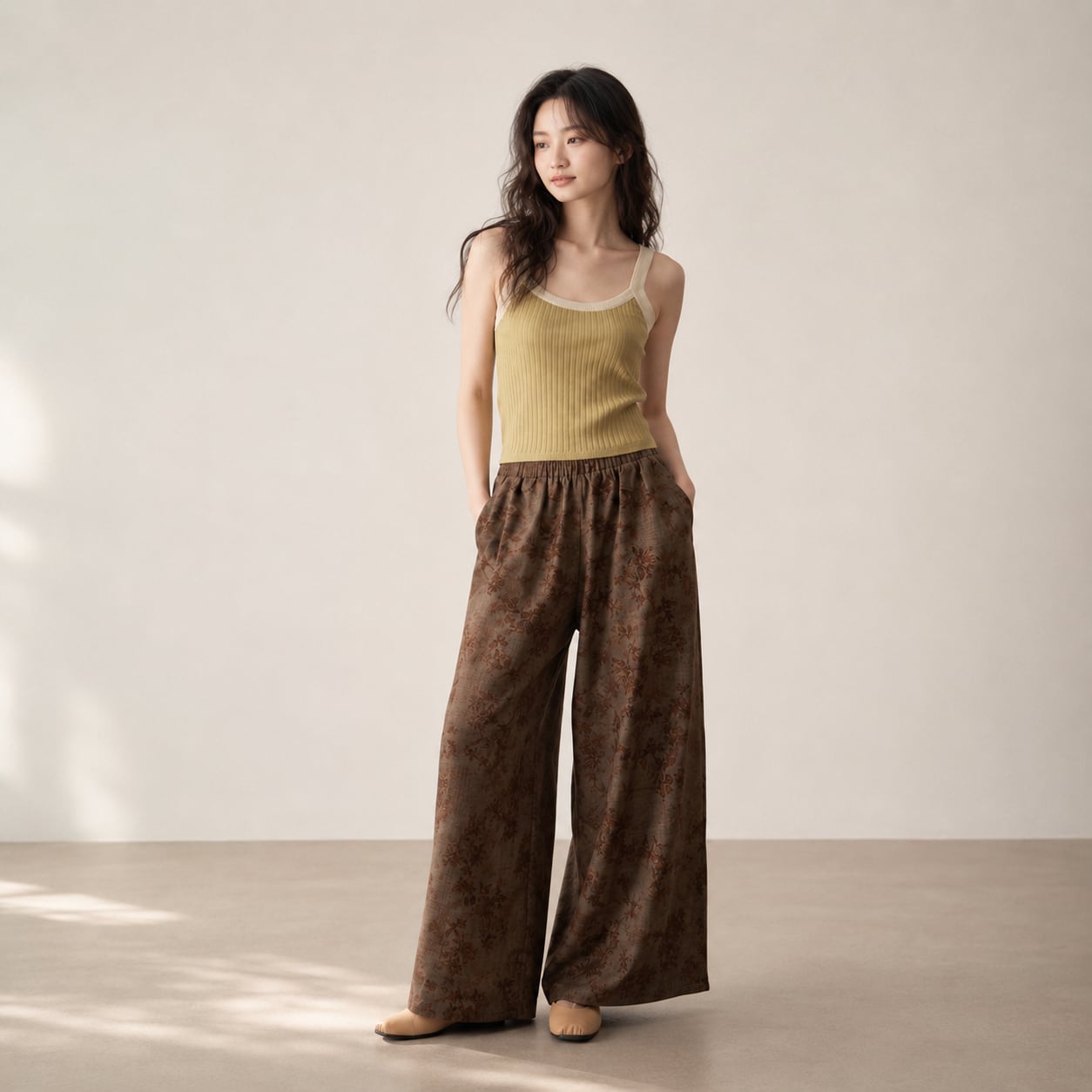 BICOLOR RIB CAMISOLE TOP