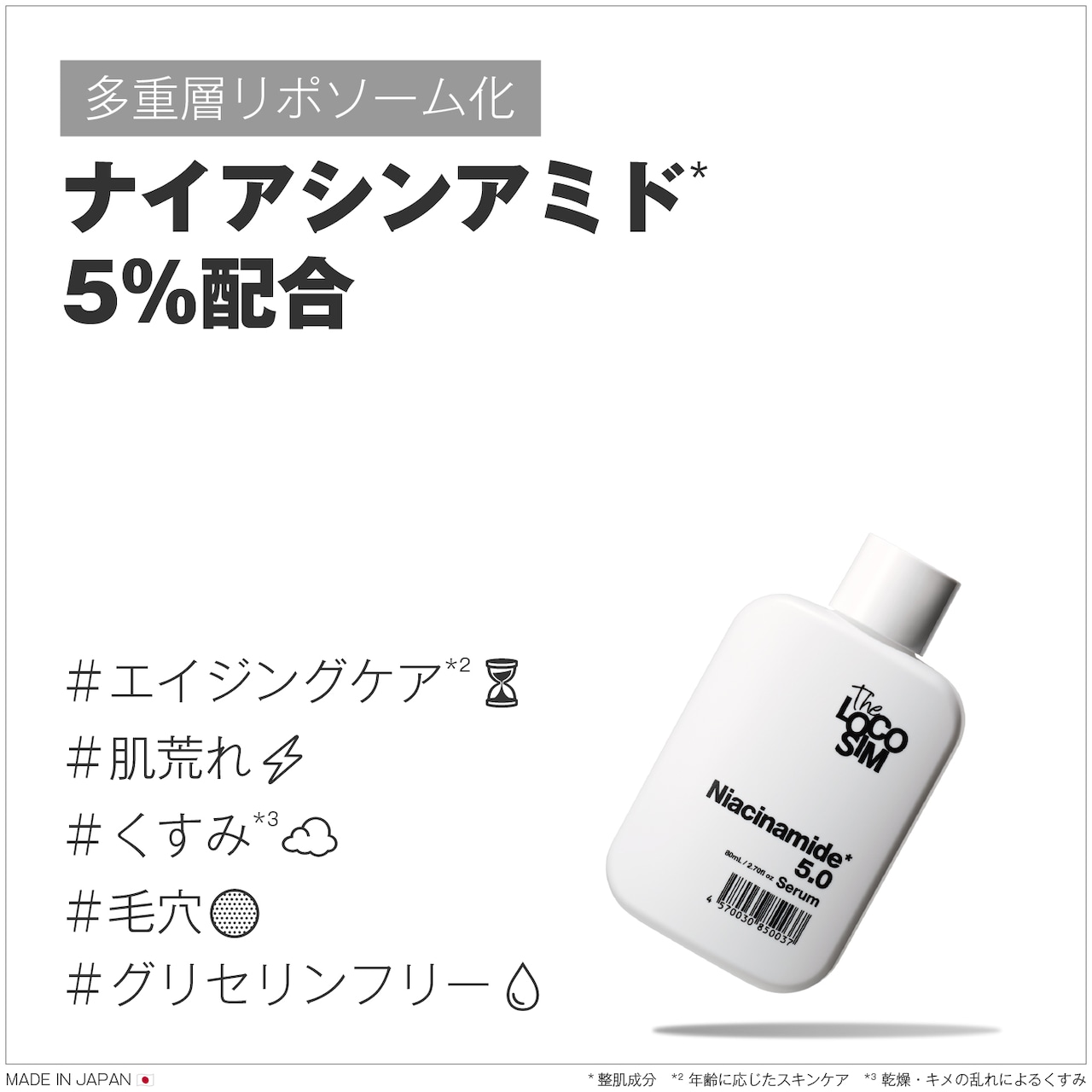 ナイアシンアミド 5.0 セラム 80mL [グリセリンフリー リポソーム化 ナイアシンアミド5%配合 ガラクトミセス培養液 ヒト型セラミド ナノカプセル]