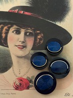 Japanese Vintage ボタン 15mm ネイビー カボション 昭和レトロ アクセサリーパーツ 装飾材 カルトナージュ