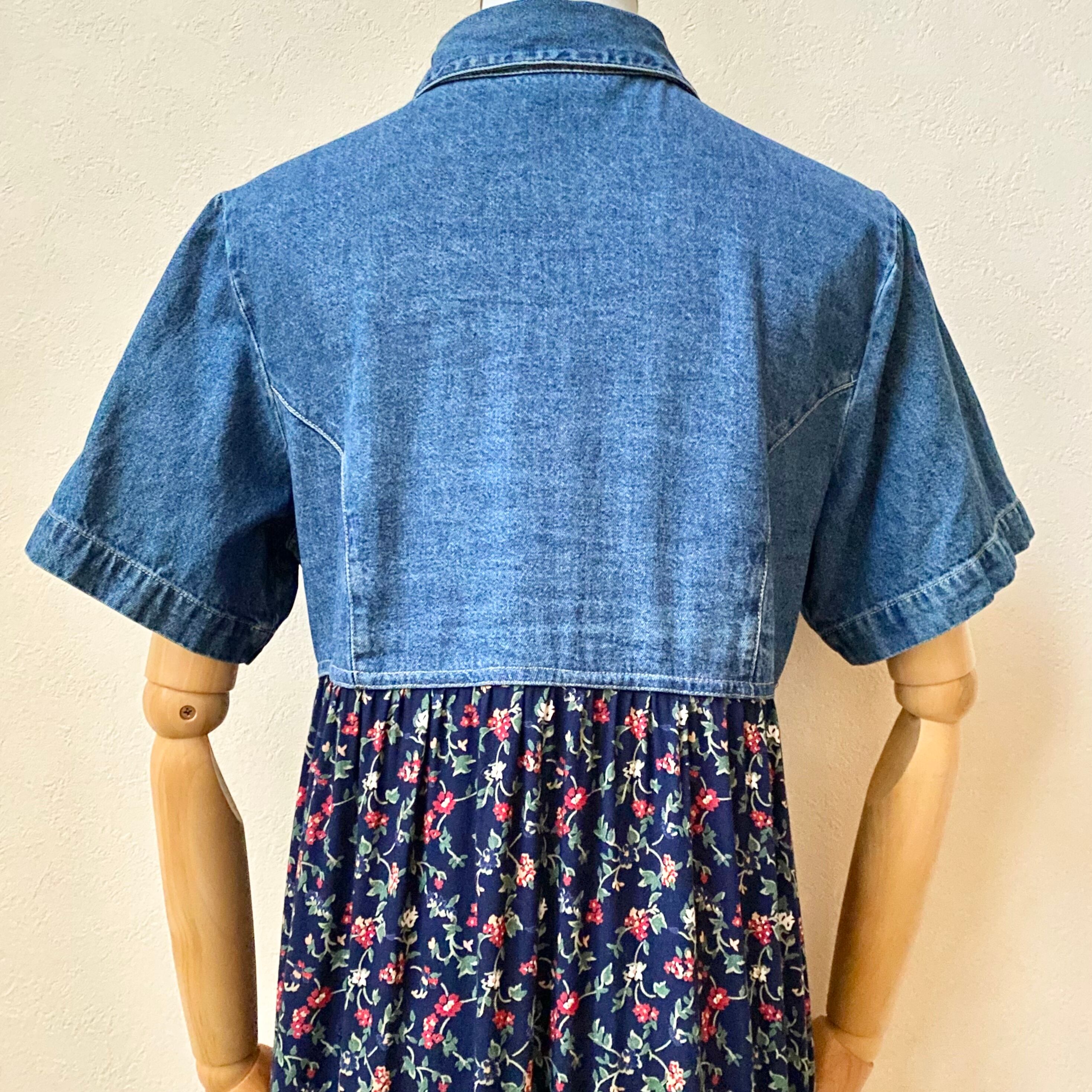 レディース Cherokee 90年代 デニムロングワンピース 切り替えワンピース 小花柄 アメリカ古着 ネイビー 日本l Roger S Ladies ロジャース レディース レディース Cherokee 90年代 デニムロングワンピース 切り替えワンピース 小花柄 アメリカ古着 ネイビー 日本l Roger S Ladies ロジャース レディース