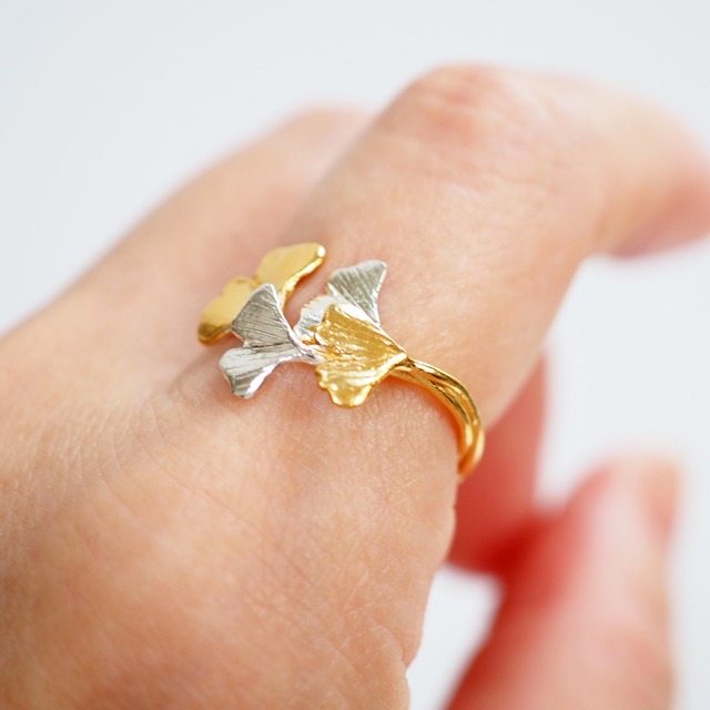 銀杏のリング(silver×gold)
