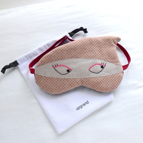 くノ一アイマスク(鹿の子)赤  |収納ポーチ付|無料ギフトラッピング有|誕生日