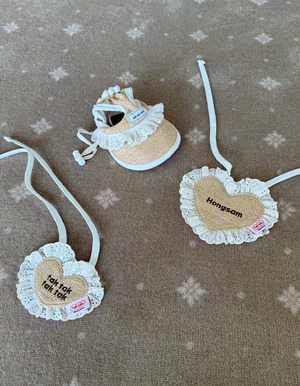 予約【tak!tak!tak!tak!】Butter Rattan heart Bib (2Color)
