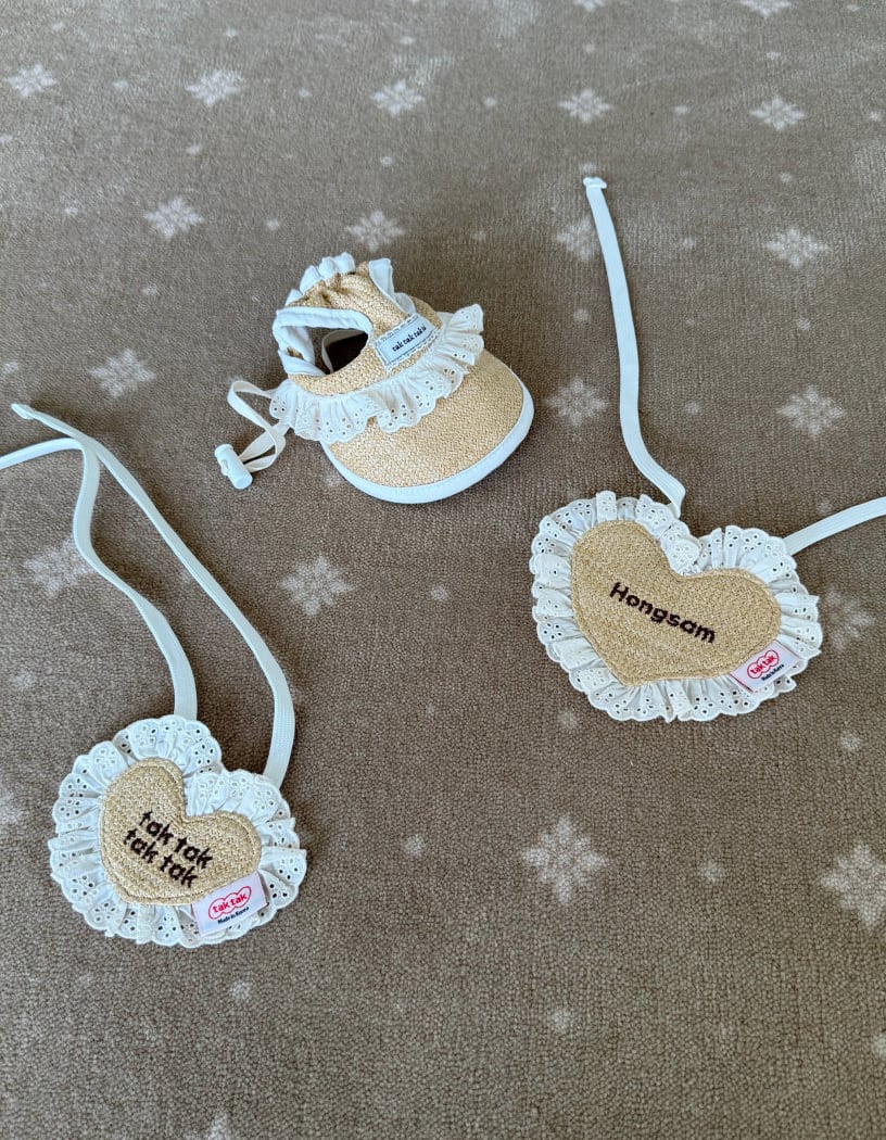 予約【tak!tak!tak!tak!】Butter Rattan heart Bib (2Color)