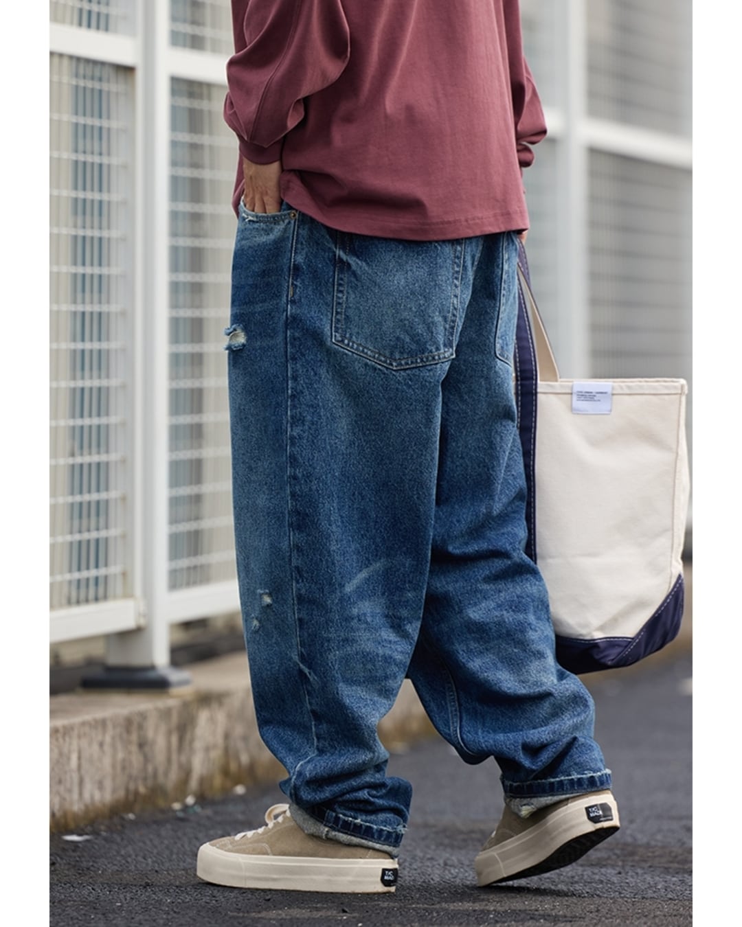 Damage Wide Leg Denim Pants x00713 | XPOSE