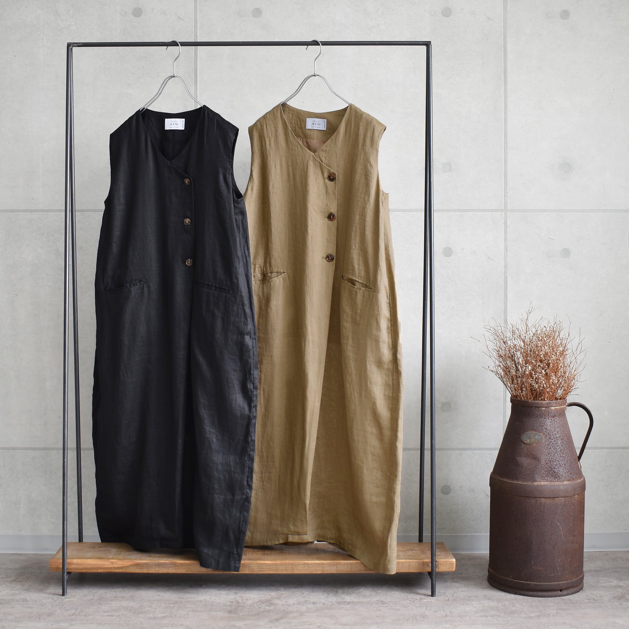 リネン フロントタックワンピース｜2way | AUG ONLINE STORE 大人の