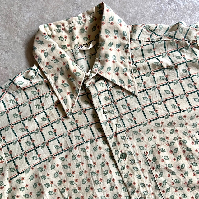 1970s  ELY  S/S  Leaf Shirt  L　H206