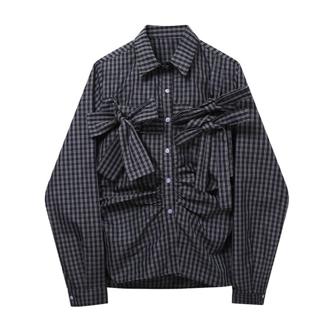 Bow Plaid Blouse / リボン チェック ブラウス