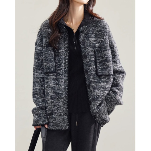 ルーズニットモノトーンカーディガン W01058
