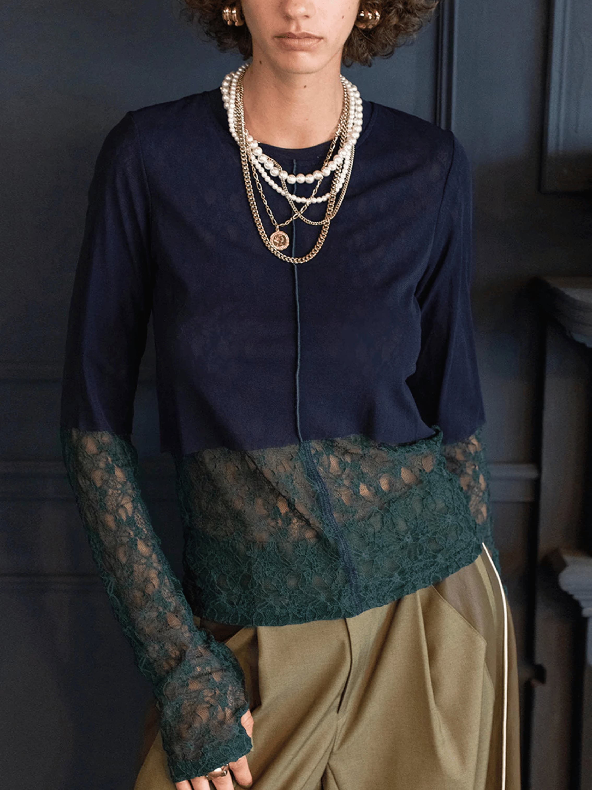 LACE LAYERED INNER グリーン