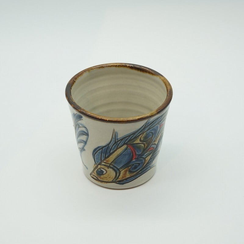 魚紋 フリーカップ（小）【金城陶器秀陶房】 | 沖縄の工芸品うぃーりきさん