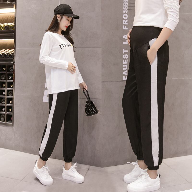 【新作】【送料無料】 秋春マタニティスポーツパンツ伸縮性ウエストベリールーズパンツ服妊娠中の女性妊娠中のパンツ エラスティック スプリング 春物 オータム 秋物 AL expec356429656367