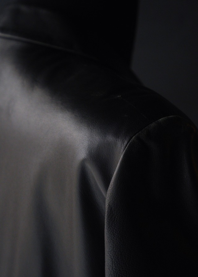 HELMUT LANG fly front leather chesterfield coat