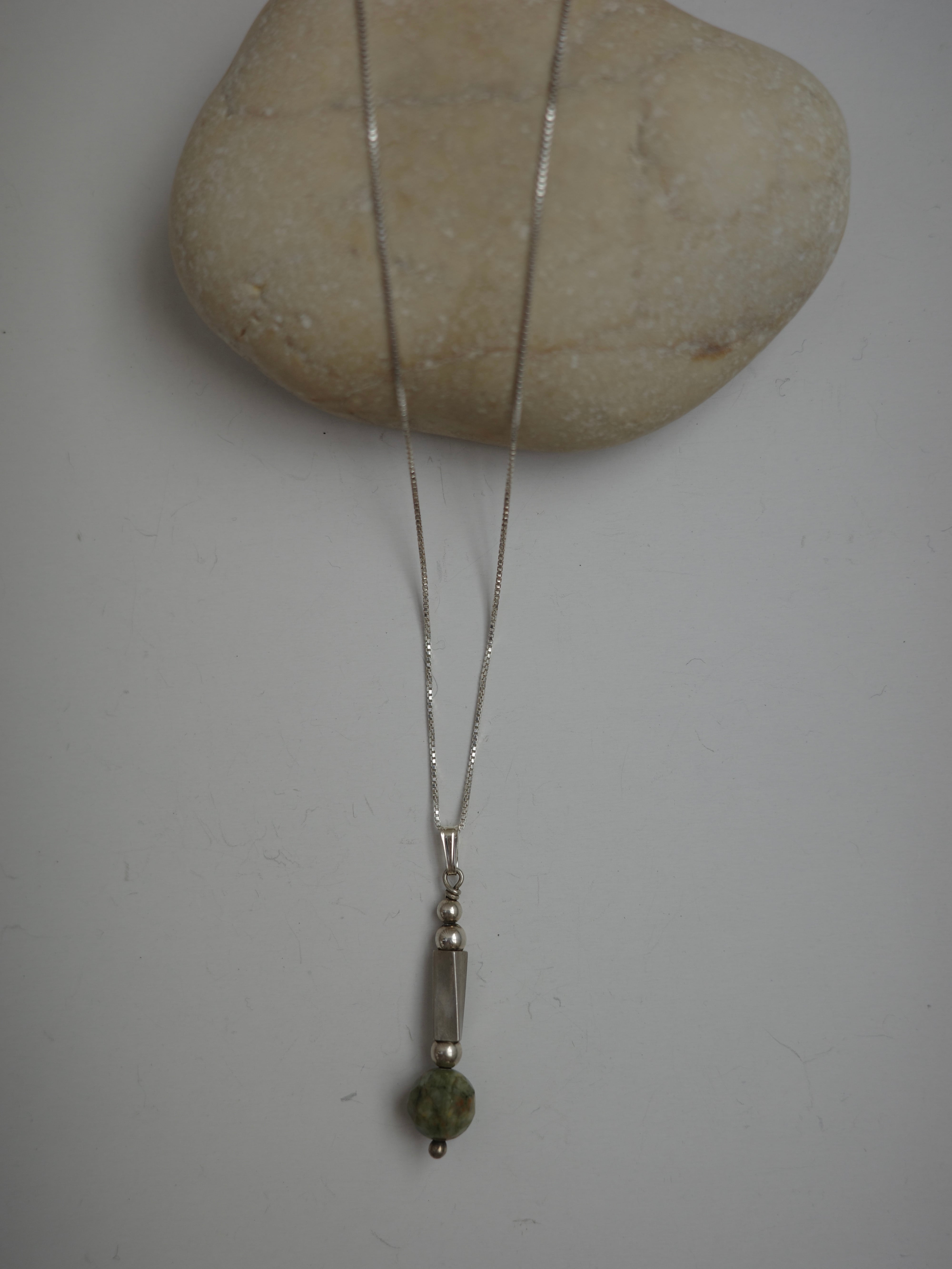 〈vintage silver925〉bar beads turquoise necklace