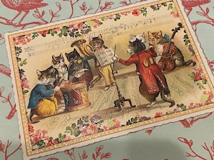 ドイツ製　猫　オーケストラ　楽器　楽団　ポストカード