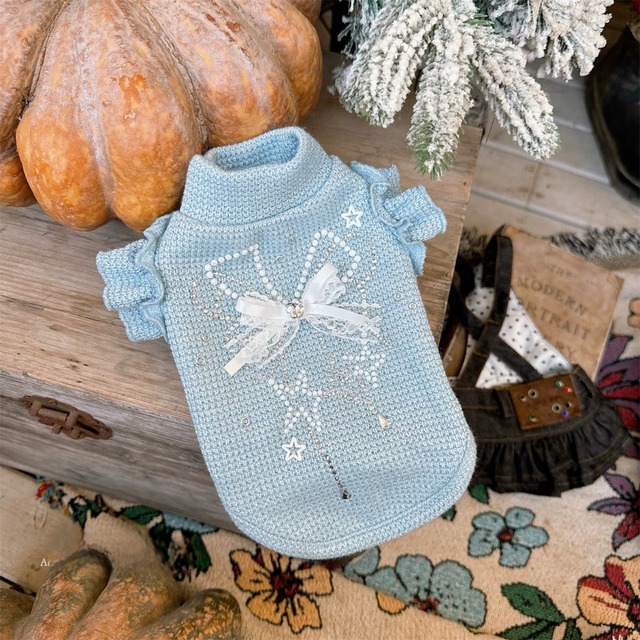 twinkle ribbon blue knit tee