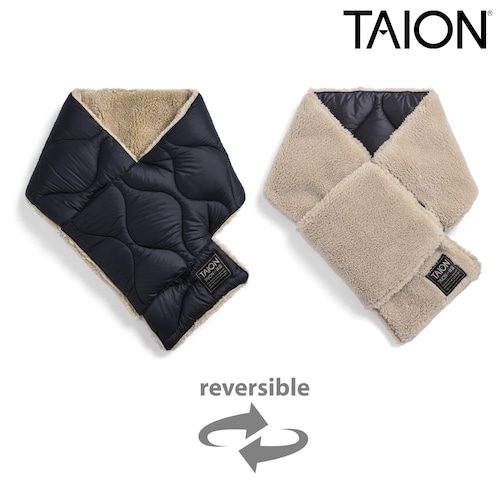 TAION タイオン ミリタリー リバーシブル ダウンマフラー ソフトシェル 800FP ダウン95% マイクロボア ヘチマキルト 防寒 保温 軽量 ユニセックス TAION-R201ALSML-1 ダークネイビー×ベージュ