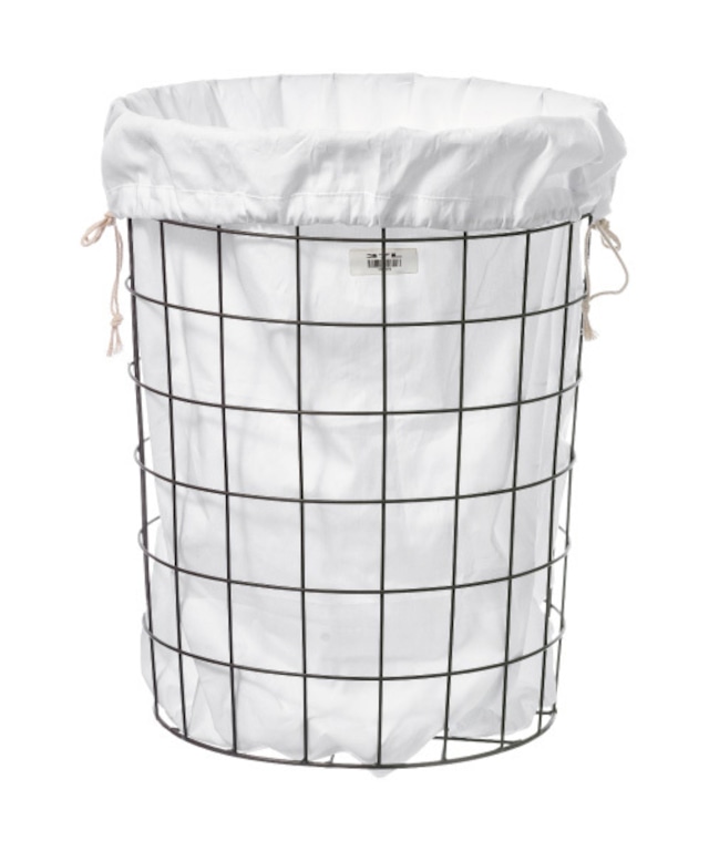 WIRE BASKET W PLAIN LAUNDRY BAG Large