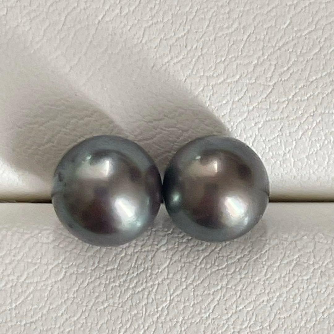533あこやブラックパールタヒチカラースタッドピアス☆7mmシルバー925
