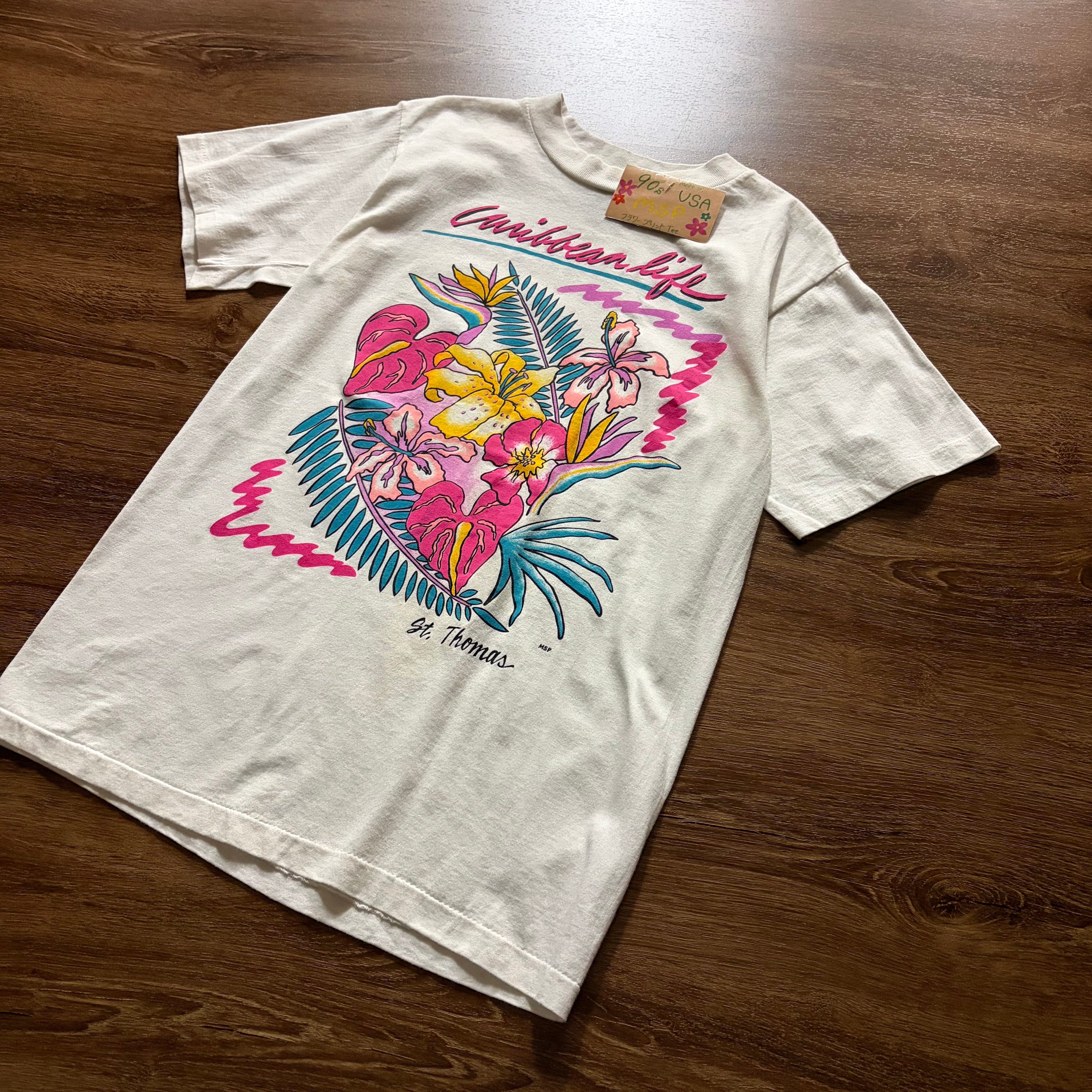 80-90s Mexico製 COTTON EXPRESSIONS 天体星座蓄光プリントTシャツ