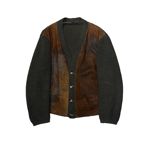 Euro Vintage - Suede Switching Knit Cardigan (size-40) ¥16000+tax