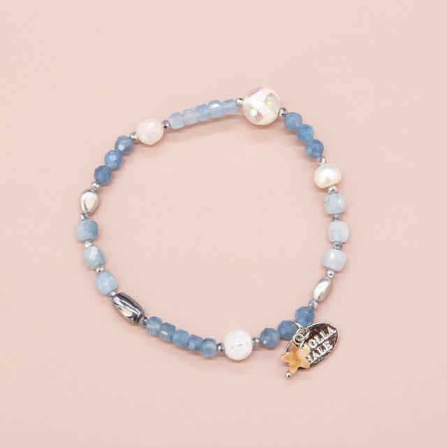 【Deep Sea Party】ブラックアクアマリン×アクアマリン×マグネサイト ブレスレット