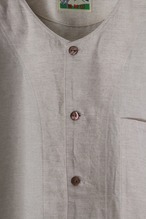 乘鞍印　綿麻ダボシャツ（灰白色）