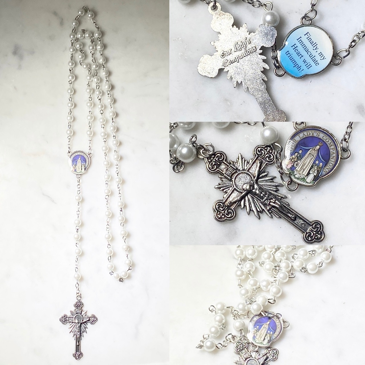 vintage pearl beads Rosary necklace