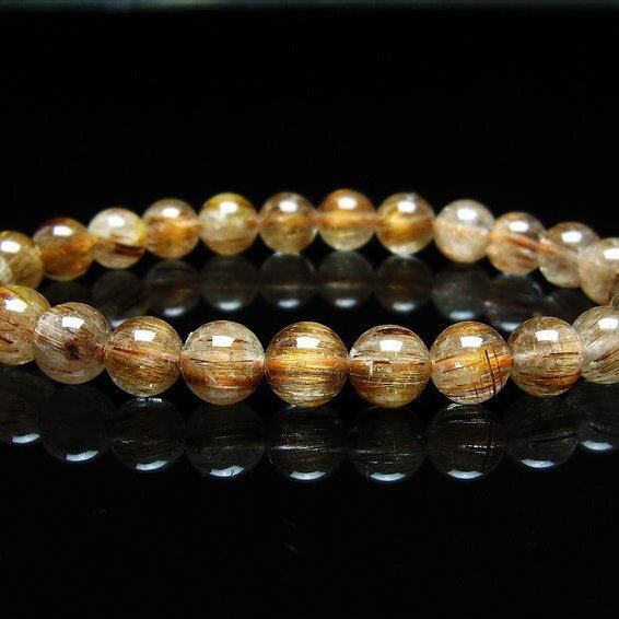 キャッツアイルチルクォーツ ブレスレット 7mm ルチルクォーツ ブレス 一点物 メール便可 [M便 1/10] 111-45774