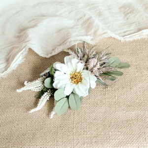 Hair ornament for "White zinnia Bouquet"