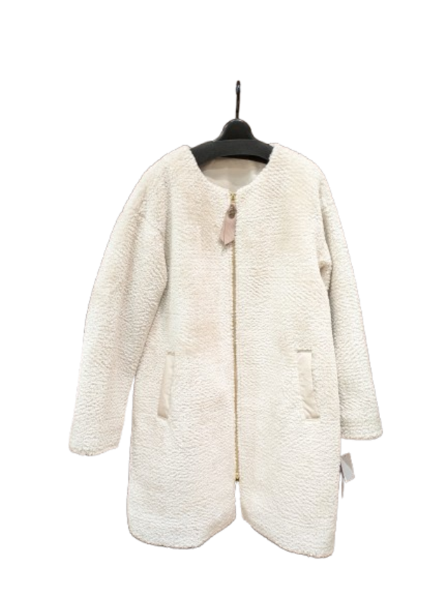 121-5607-2445 ボア キルト切り替え ノーカラーコート /アイボリー