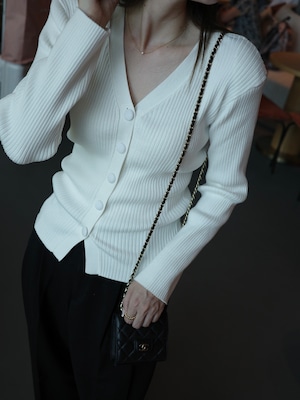 Rib Vneck CD/ white(10月上旬〜中旬頃発送予定)