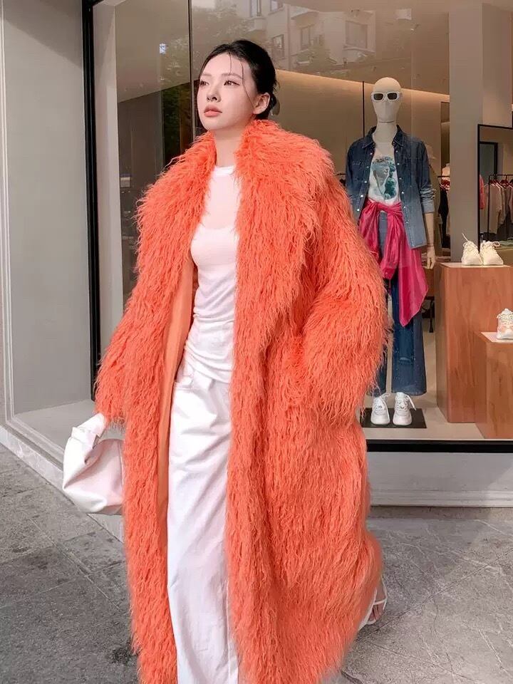 ☆SPINSTER オリゾンティ：オレンジ ロングコート M 90'S/スピン