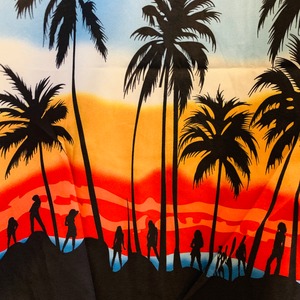 サンセットビーチのグラデーションアロハシャツ 沖縄のセレクトショップ ローカルブランド イロカライフ